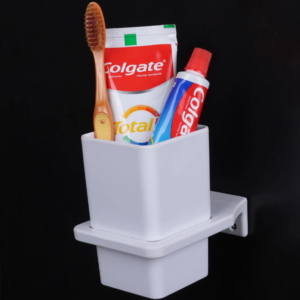 Semi Ceramic Tooth Brush Holder NX-502 | Wall Mounted Bathroom Toothbrush & Toothpaste Holder | Modern Bathroom Organizer