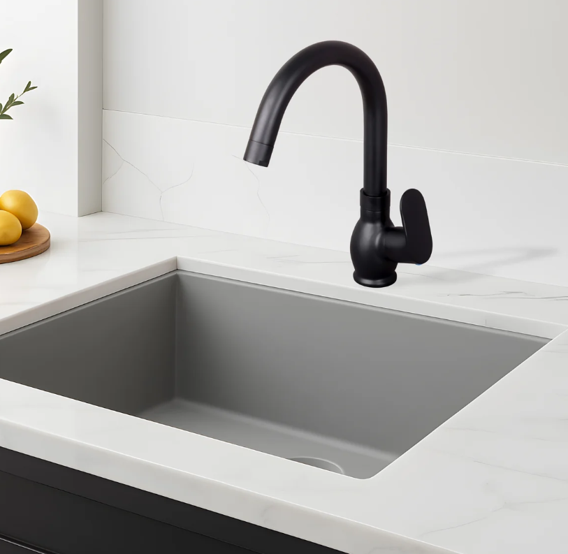 S/L BASIN MIXER WITH BRAIDED HOSES – ORIENT BRUSH BLACK SERIES (OB-009 M)