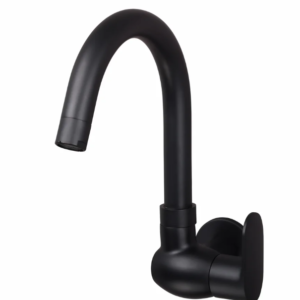 SINK COCK WITH SWIVEL ‘J’ SPOUT WALL MOUNTED WITH FLANGE – ORIENT BRUSH BLACK SERIES (OB-008 M)