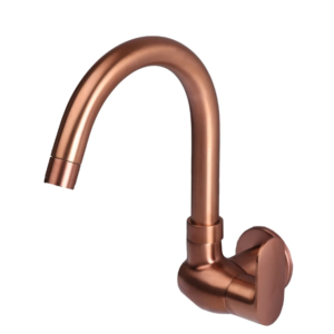 SINK COCK WITH SWIVEL ‘J’ SPOUT WALL MOUNTED WITH FLANGE – ORIENT BRUSH ROSE GOLD SERIES (ORG-008 M)