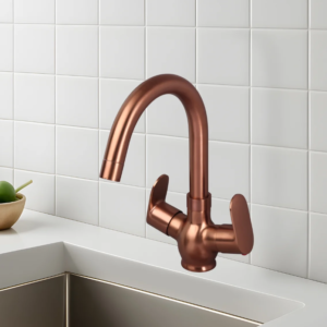 C/H BASIN MIXER WITH SWIVEL ‘J’ SPOUT – ORIENT BRUSH ROSE GOLD SERIES (ORG-011 M)