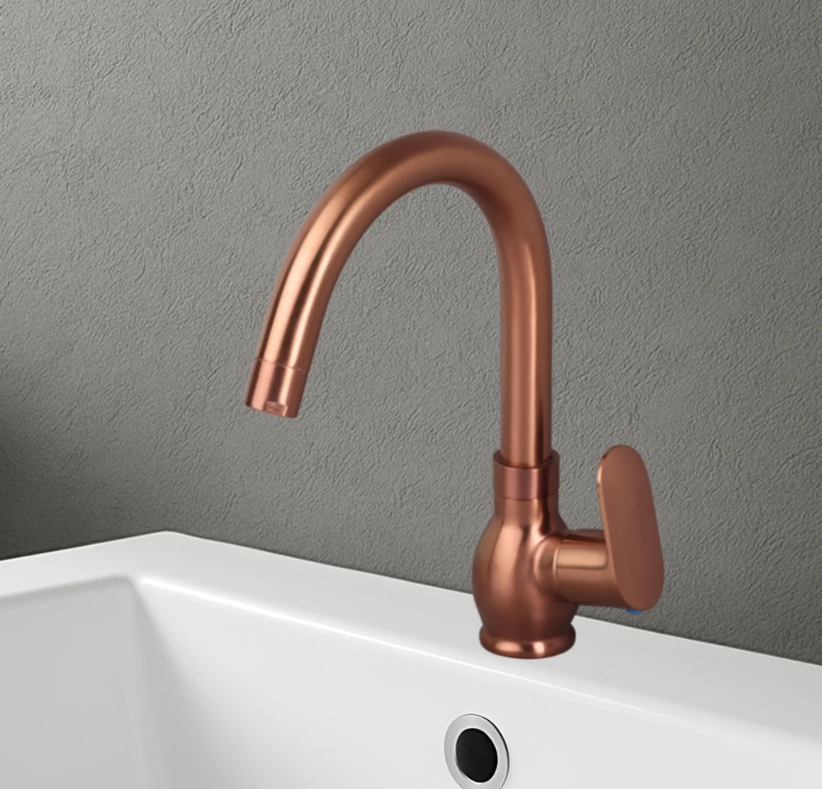 PILLAR COCK WITH SWIVEL ‘J’ SPOUT – ORIENT BRUSH ROSE GOLD SERIES (ORG-002 M)