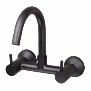 C/H BASIN MIXER WITH SWIVEL ‘J’ SPOUT – FLORENT BRUSH BLACK SERIES (FB-011 M)