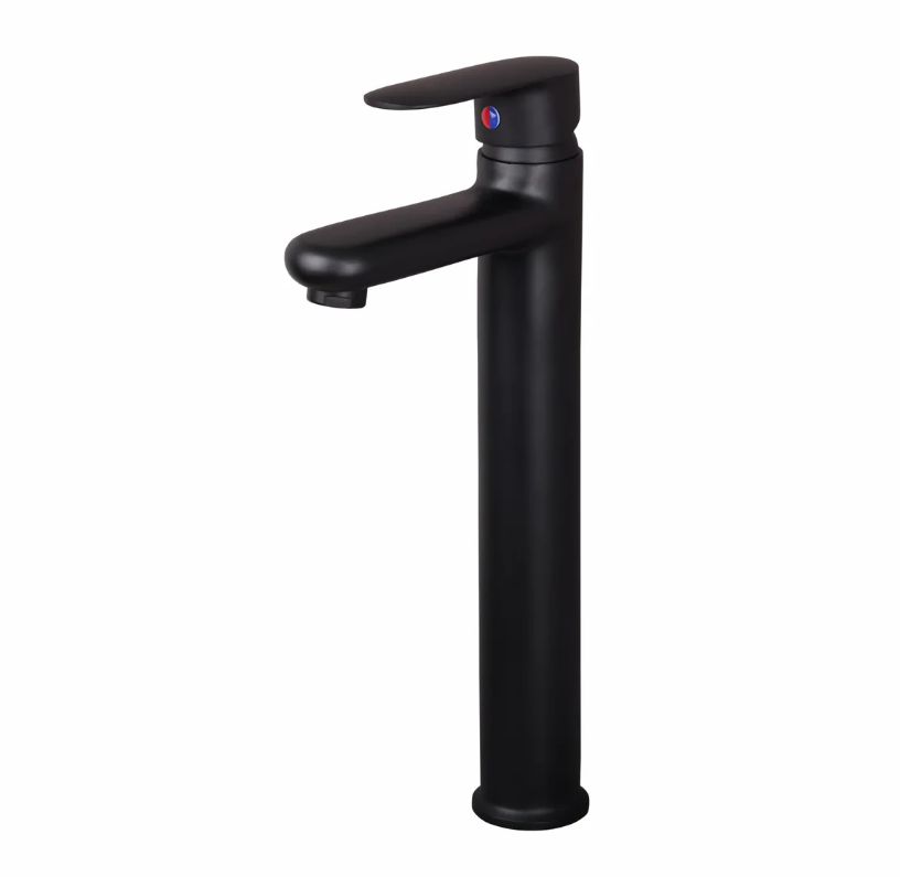 S/L BASIN MIXER WITH EXTENDED BODY & BRAIDED HOSES – ORIENT BRUSH BLACK SERIES (OB-009EX M)
