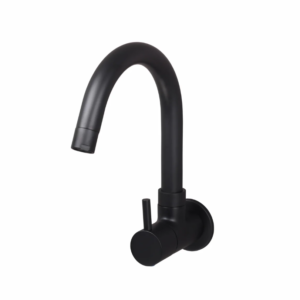 SINK COCK WITH SWIVEL ‘J’ SPOUT WALL MOUNTED WITH FLANGE – FLORENT BRUSH BLACK SERIES (FB-008 M)