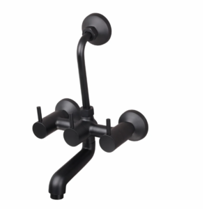 WALL MIXER TELEPHONIC WITH ‘L’ BEND FOR ARRANGEMENT OF O/H SHOWER – FLORENT BRUSH BLACK SERIES (FB-017 M)