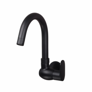SINK COCK WITH SWIVEL ‘J’ SPOUT WALL MOUNTED WITH FLANGE – ORIENT BRUSH BLACK SERIES (OB-008 M)
