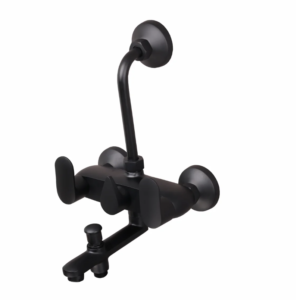 3 IN 1 WALL MIXER WITH PROVISION FOR TELEPHONE SHOWER & OVERHEAD SHOWER – ORIENT BRUSH BLACK SERIES (OB-018 M)