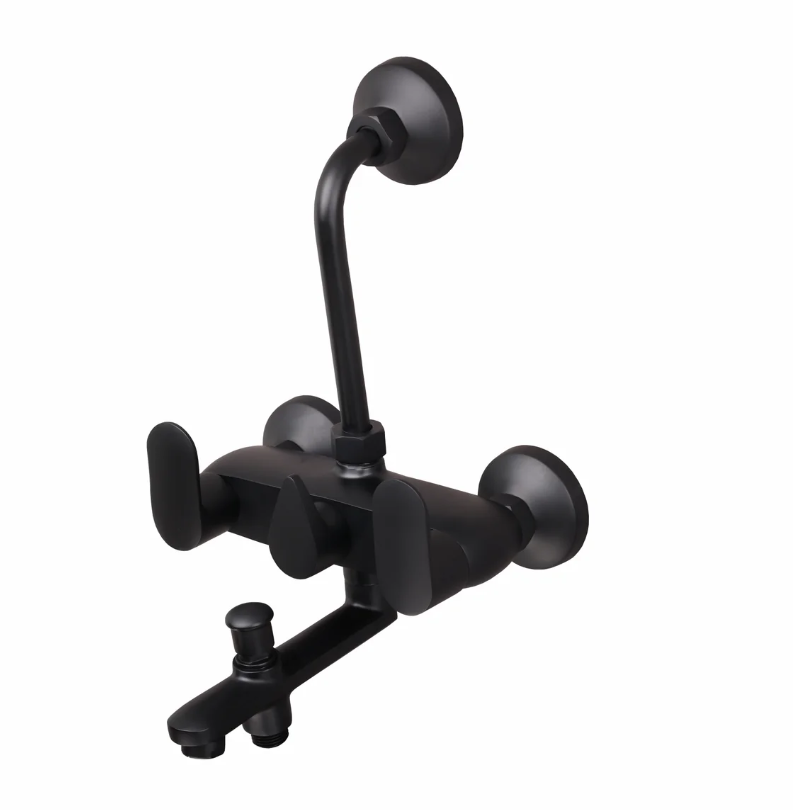 3 IN 1 WALL MIXER WITH PROVISION FOR TELEPHONE SHOWER & OVERHEAD SHOWER – ORIENT BRUSH BLACK SERIES (OB-018 M)