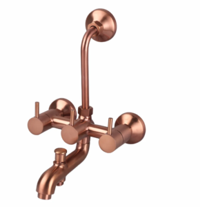 3 IN 1 WALL MIXER WITH PROVISION FOR TELEPHONE SHOWER & OVERHEAD SHOWER – FLORENT BRUSH ROSE GOLD SERIES (FRG-018 M)