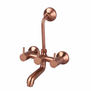 WALL MIXER TELEPHONIC WITH ‘L’ BEND FOR ARRANGEMENT OF O/H SHOWER – FLORENT BRUSH ROSE GOLD SERIES (FRG-017 M)
