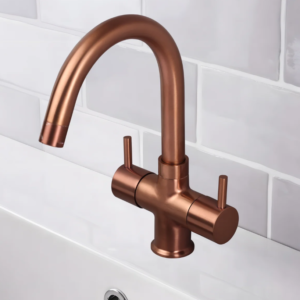 C/H BASIN MIXER WITH SWIVEL ‘J’ SPOUT – FLORENT BRUSH ROSE GOLD SERIES (FRG-011 M)