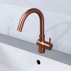 PILLAR COCK WITH SWIVEL ‘J’ SPOUT – FLORENT BRUSH ROSE GOLD SERIES (FRG-002 M)