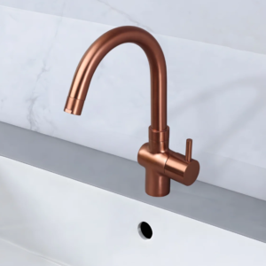 PILLAR COCK WITH SWIVEL ‘J’ SPOUT – FLORENT BRUSH ROSE GOLD SERIES (FRG-002 M)