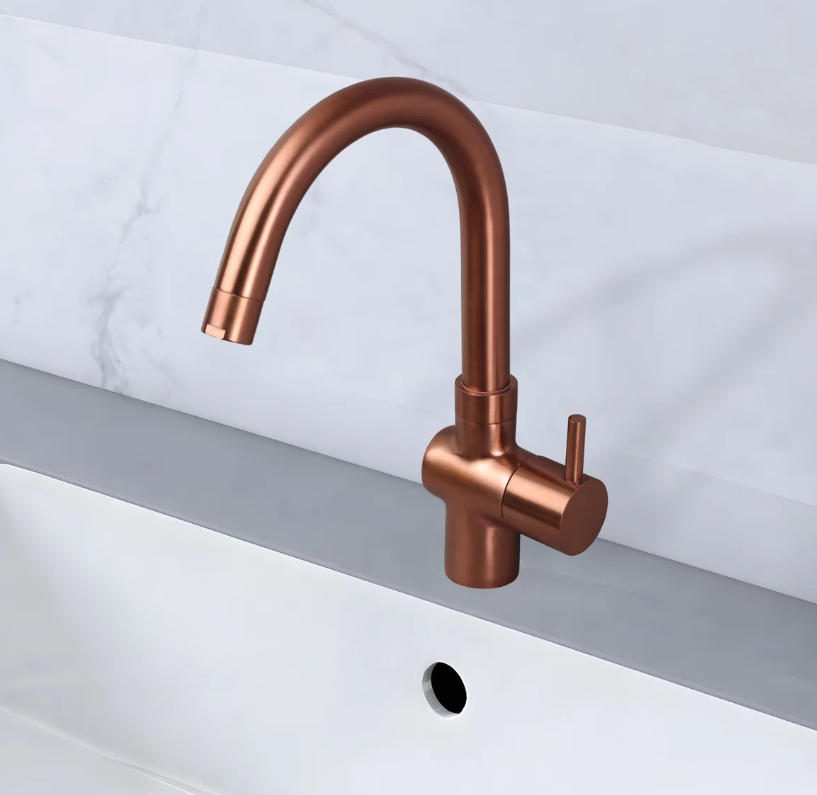 PILLAR COCK WITH SWIVEL ‘J’ SPOUT – FLORENT BRUSH ROSE GOLD SERIES (FRG-002 M)
