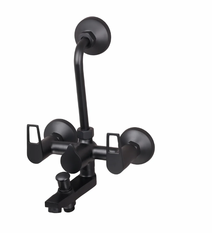 3 IN 1 WALL MIXER WITH PROVISION FOR TELEPHONE SHOWER & OVERHEAD SHOWER – BRONZE BRUSH BLACK SERIES (BB-018 M)
