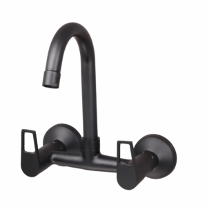 SINK MIXER WITH SWIVEL ‘J’ SPOUT WALL MOUNTED – BRONZE BRUSH BLACK SERIES (BB-013 M)