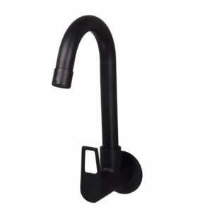 SINK COCK WITH SWIVEL ‘J’ SPOUT WALL MOUNTED WITH FLANGE – BRONZE BRUSH BLACK SERIES (BB-008 M)
