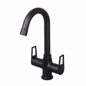 C/H BASIN MIXER WITH SWIVEL ‘J’ SPOUT – BRONZE BRUSH BLACK SERIES (BB-011 M)