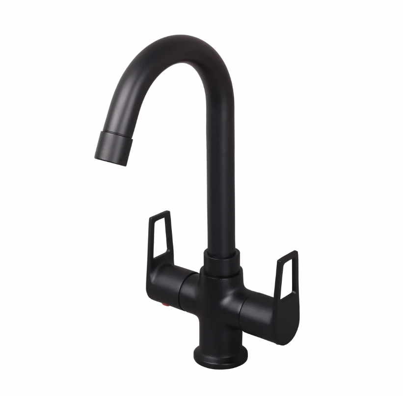 C/H BASIN MIXER WITH SWIVEL ‘J’ SPOUT – BRONZE BRUSH BLACK SERIES (BB-011 M)