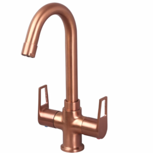 C/H BASIN MIXER WITH SWIVEL ‘J’ SPOUT – BRONZE BRUSH ROSE GOLD SERIES (BRG-011 M)