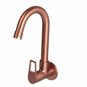 SINK COCK WITH SWIVEL ‘J’ SPOUT WALL MOUNTED WITH FLANGE – BRONZE BRUSH ROSE GOLD SERIES (BRG-008 M)