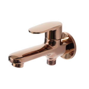 S/L 2 IN 1 BIB COCK WITH WALL FLANGE – PREMIUM BRASS ROSE GOLD SERIES (ORG-15 S/L)